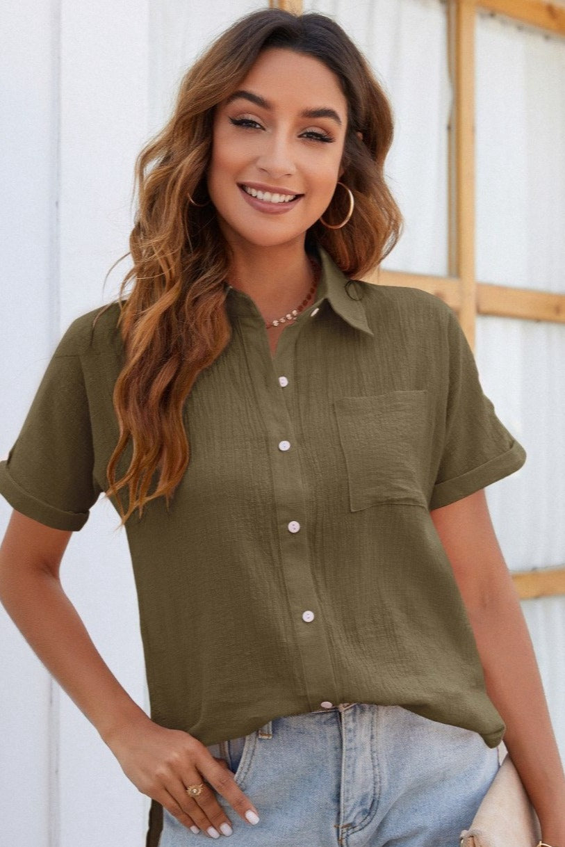 Madison Cotton Short Sleeve Shirt - Khaki