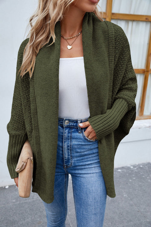 Brielle Open Front Batwing Sleeve Cardigan - Khaki - SOLD OUT