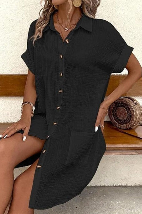 Kristy Cotton Shirt Dress - Black