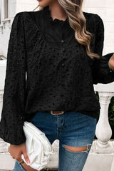 Isabella Cotton Embroidery Shirt - Black - LAST ONE