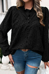 Isabella Cotton Embroidery Shirt - Black - LAST ONE