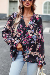 Fleur Floral Blouse - Black