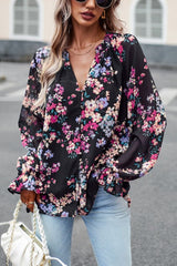 Fleur Floral Blouse - Black