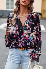 Fleur Floral Blouse - Black