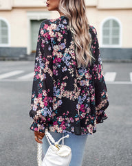 Fleur Floral Blouse - Black