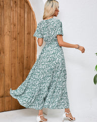 Jade V-Neck Floral Print Maxi Dress