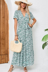 Jade V-Neck Floral Print Maxi Dress