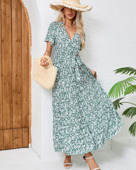 Jade V-Neck Floral Print Maxi Dress