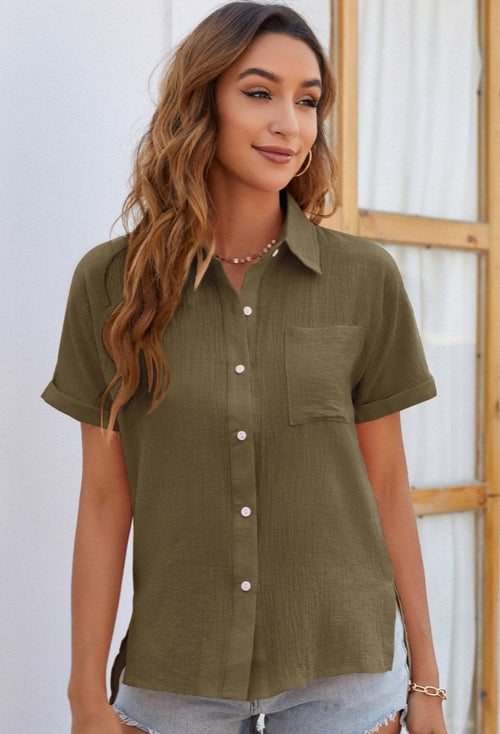 Madison Cotton Short Sleeve Shirt - Khaki