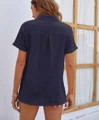Madison Cotton Short Sleeve Shirt - Navy