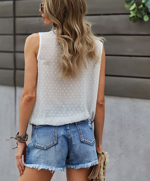 Stacy Lace Sleeveless Top - WHITE - LAST ONE